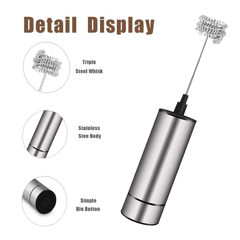Whisk หัวเครื่องตีฟองนมไร้สาย Handheld โฟม Whisk ที่บีบคุกกี้ฤดูใบไม้ผลิ Mixer สำหรับกาแฟ Cappuccino