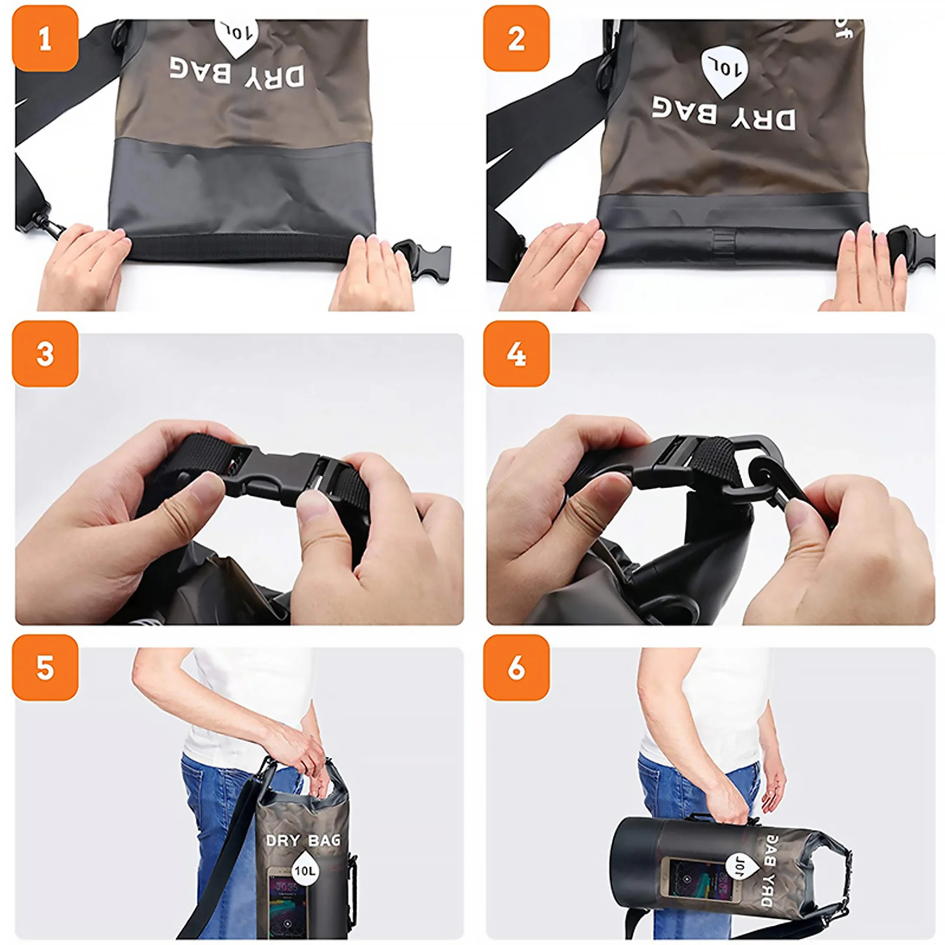 Bolsa seca impermeable, mochila de playa de PVC, saco de natación con cordón para deportes al aire libre, viajes, Camping, senderismo, surf