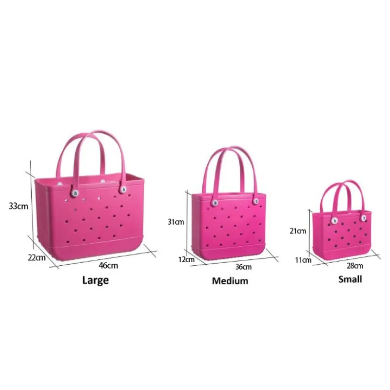 M/L/XL bolsos de playa de moda cestas de almacenamiento impermeables de goma EVA bolso de compras de viaje bolso de mano de Color sólido de hombro para mujer