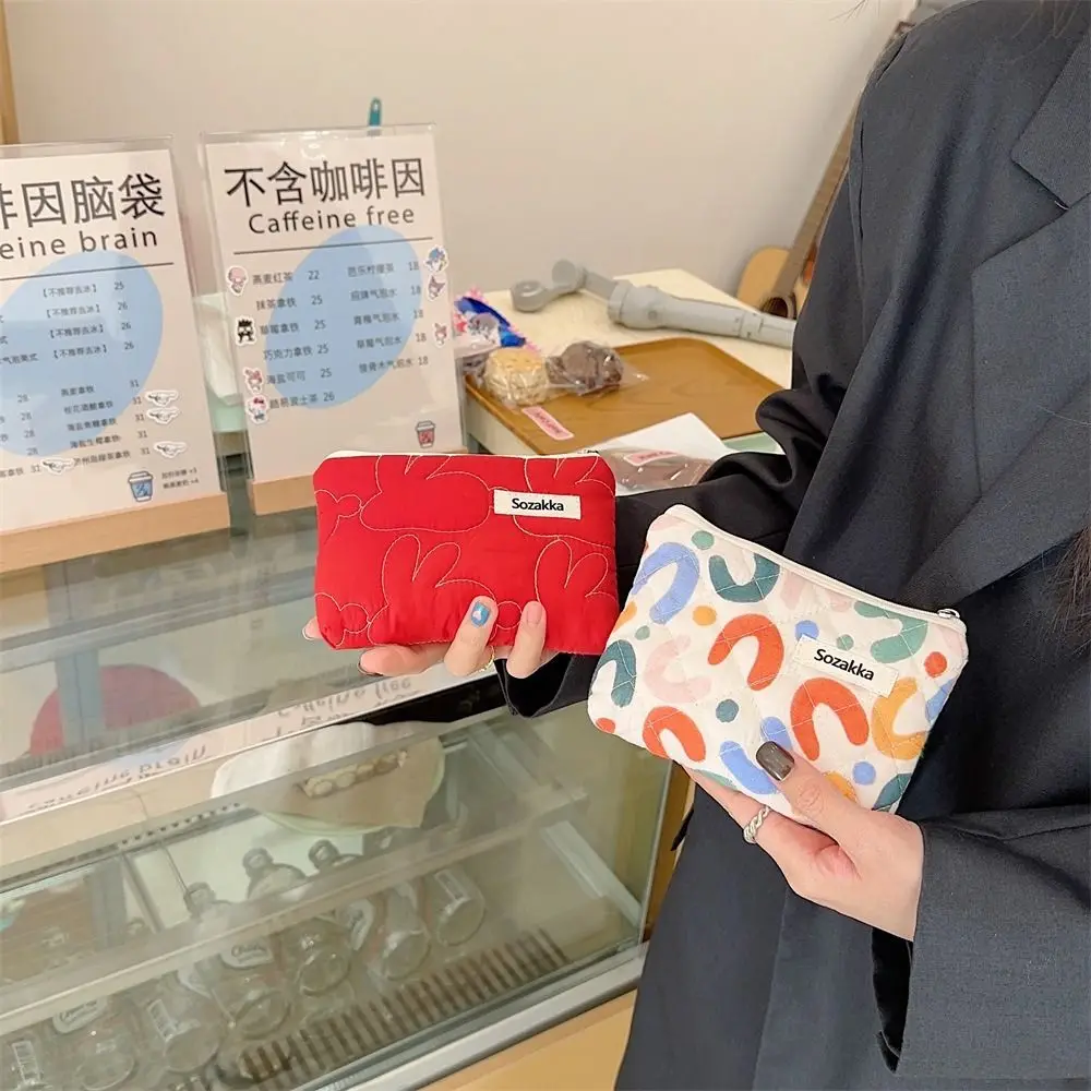 Portafoglio portamonete in cotone fresco alla moda con motivo floreale portamonete con cerniera borsa per il trucco delle ragazze della signora borsa per la conservazione dei soldi chiave