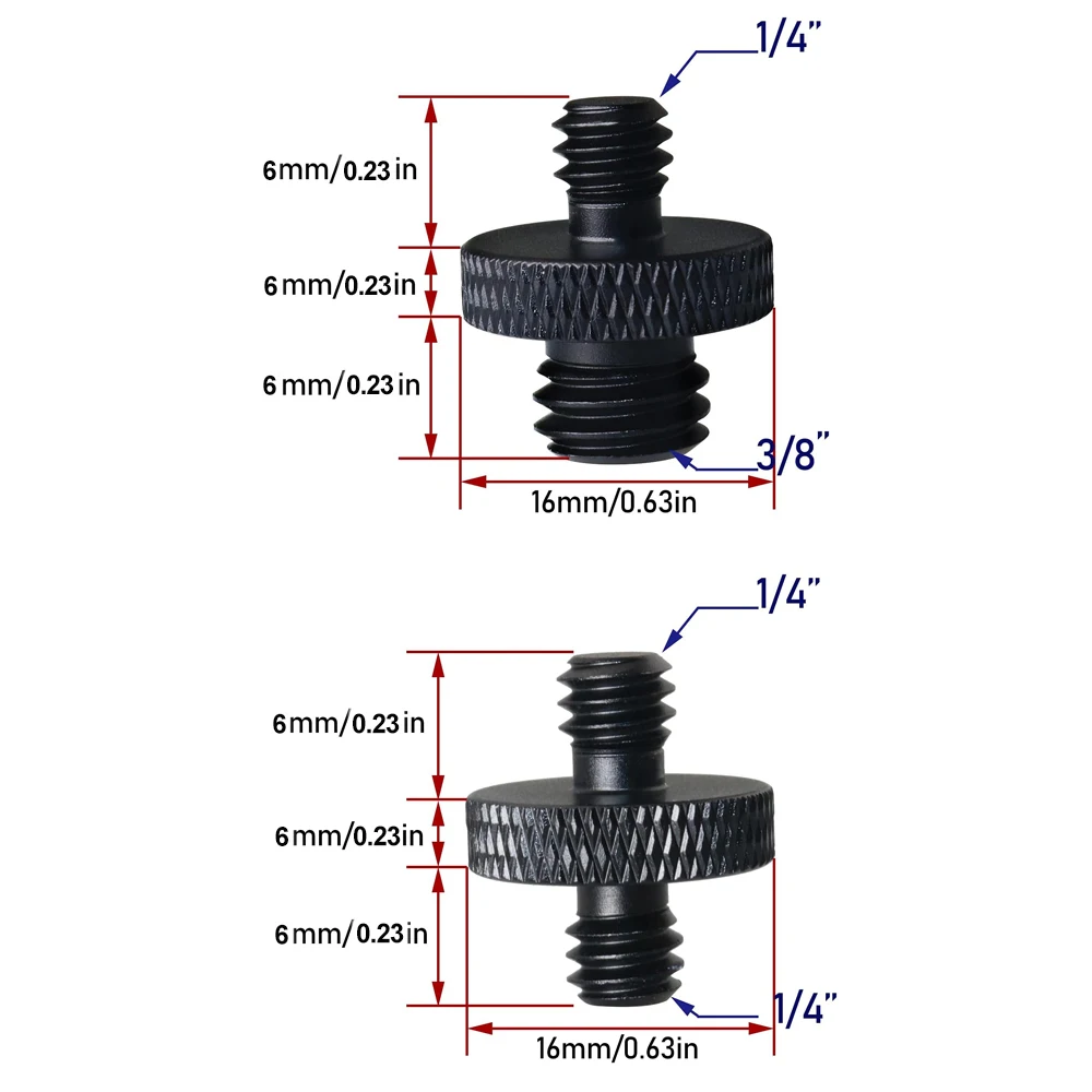 Adaptador de trípode 1/4 "macho a 1/4" macho 1/4 "macho a 3/8" adaptador de tornillo macho para GoPro Hero 13 12 11 10 9 Insta360 X3 DJI Action 3