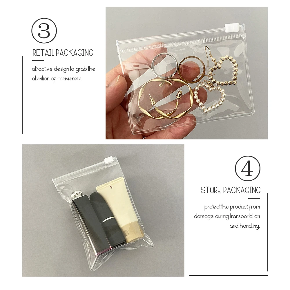 10/20 pçs saco com zíper jóias plástico pvc transparente pulseira colar brincos saco de presente de armazenamento para embalagens de pequenas empresas