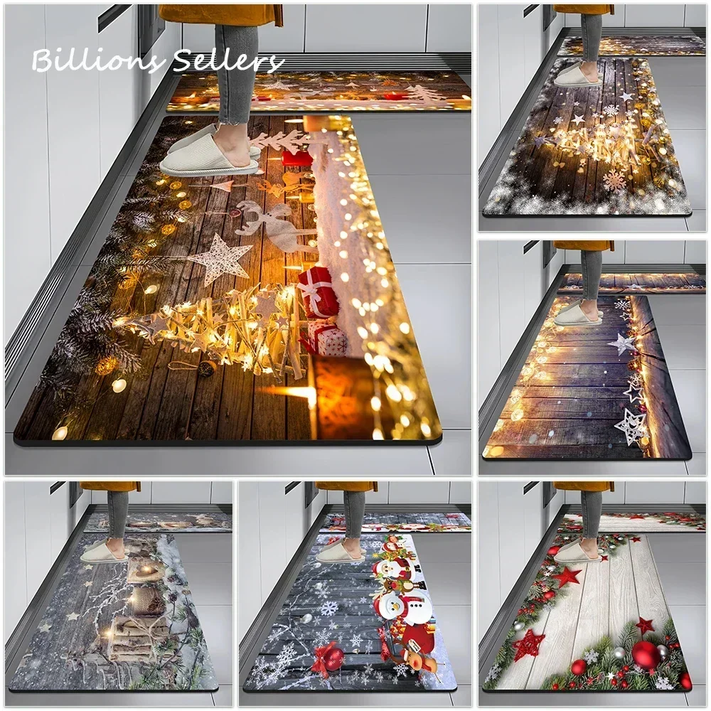 Alfombra navideña para el suelo de la cocina, felpudo para entrada de la casa, decoración para el baño, almohadilla antideslizante para los pies, alfombra para sala de estar, pasillo, balcón