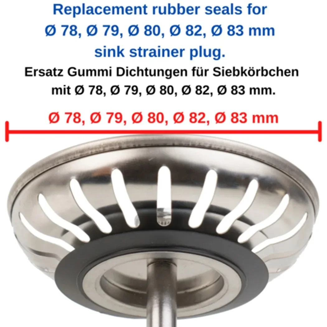 Junta de arandela de sellado de goma para filtro de cesta Franke, 5 uds., para 78 79 80 82 83 Mm, juntas de goma para drenaje de fregadero de cocina