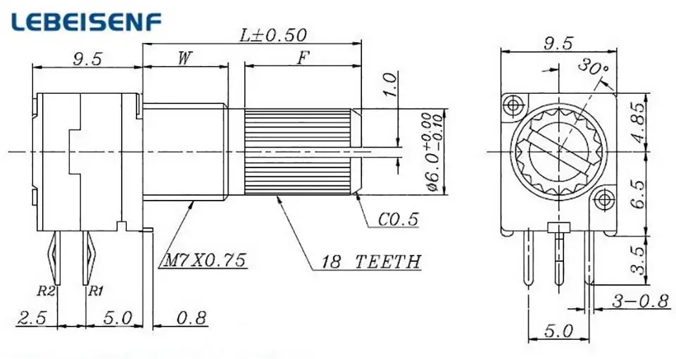 5 Cái/lốc Đặc Biệt Âm Thanh Cao Cấp 10% Đôi Chiết Áp RK097G A20K A50K A100K Tay Cầm Dài 15MM Hoa Trục
