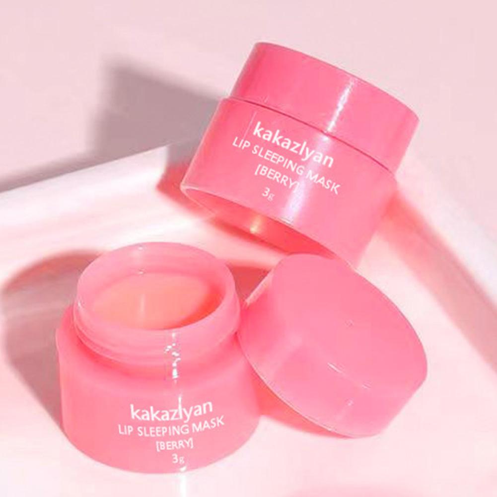 Paquete de 2 bálsamo labial de fresa, mascarilla hidratante de gelatina para labios, antigrietas, desvanece las líneas de los labios, barras de labios nutritivas, Base para el cuidado de la piel de los labios