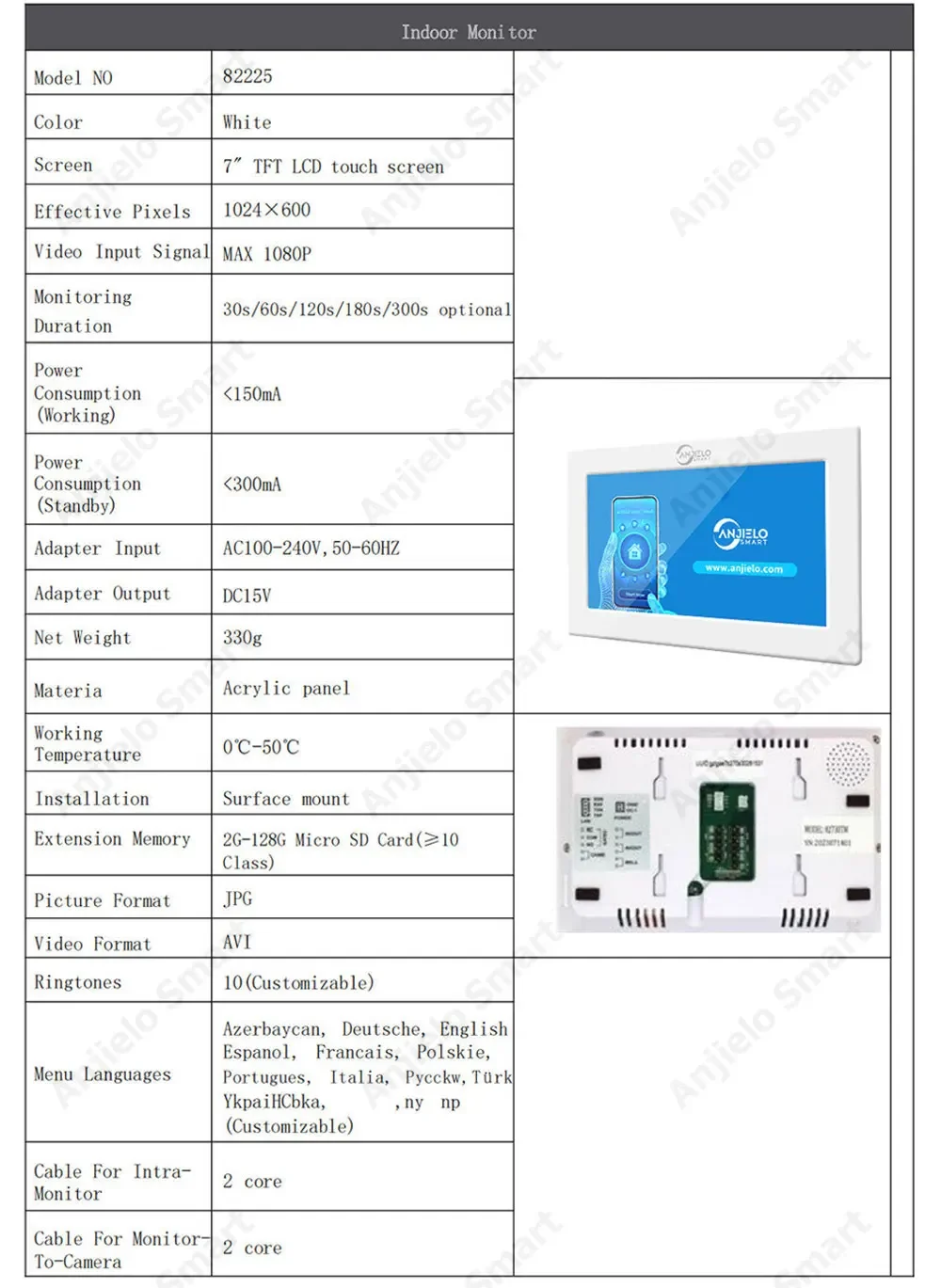 2 com fio campainha sistema de intercomunicação 1080p tuya 7 Polegada tela toque vídeo porta telefone cartão desbloquear suporte dahua hikvision câmera ip