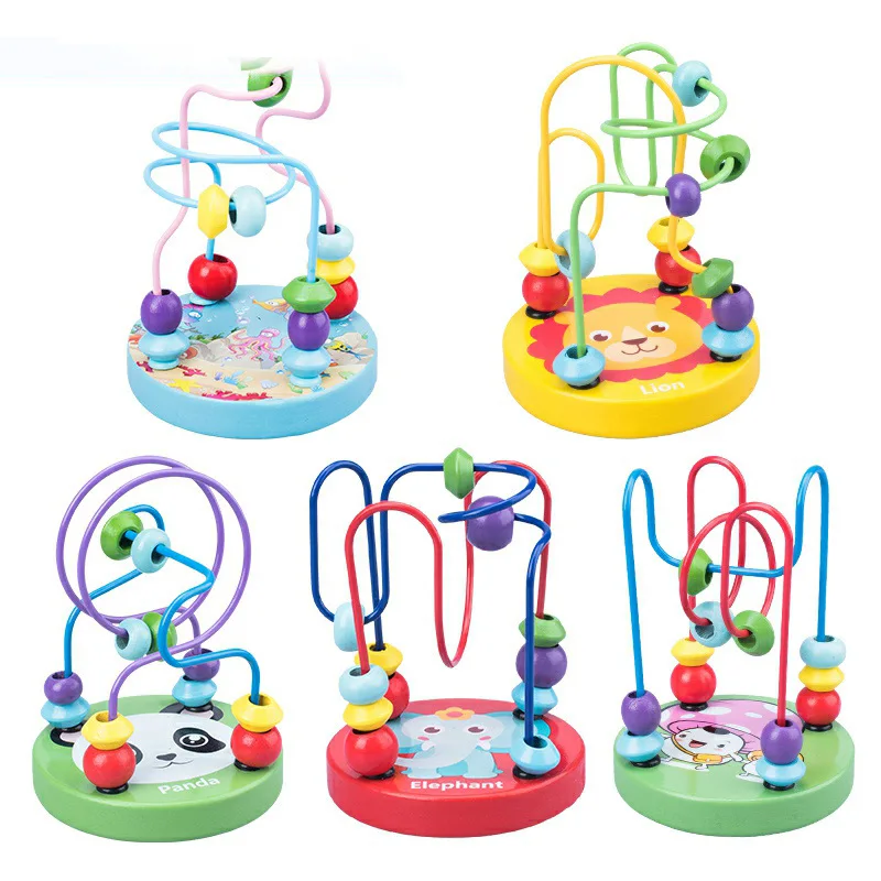 Giocattolo matematico educativo Montessori per bambini Cerchi per bambini Labirinto di filo di perline Montagne russe per bambini Giocattoli in legno Montessori Puzzle in legno