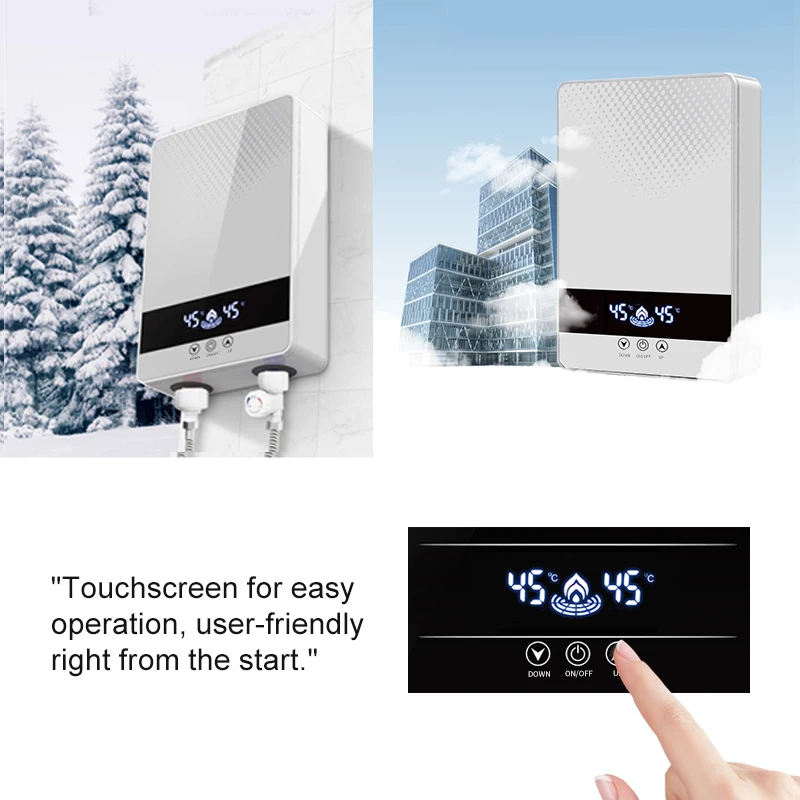 เครื่องทําน้ําอุ่น Tankless ไฟฟ้าทันทีห้องอาบน้ําฝักบัวห้องน้ําเครื่องทําน้ําอุ่น 220V 7000W อุณหภูมิ Automatica ในครัวเรือนโรงแรม