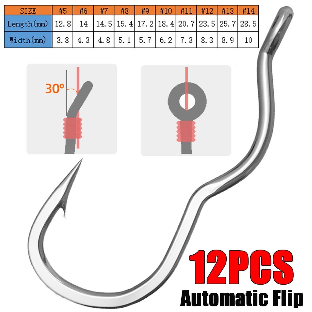 12 unids/pack anzuelo de pesca con tapa automática de acero rico en carbono con púas afiladas para accesorios de pesca de carpa