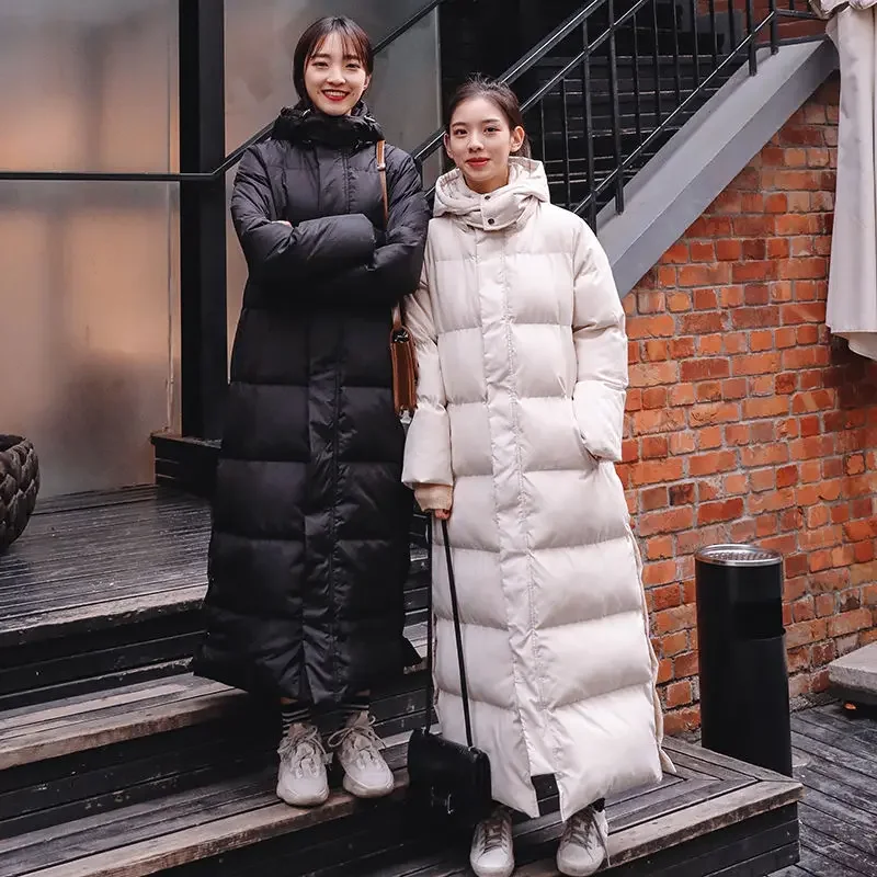 Chaqueta de plumón para mujer, abrigo largo de algodón, holgado y grueso, estilo coreano, para invierno, 2023