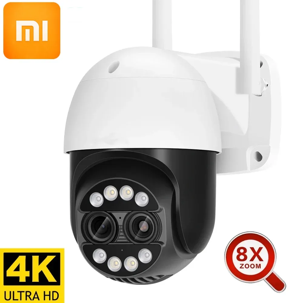 Xiaomi 2025 8MP двойной объектив 2,8-12 мм 8-кратный зум 4K PTZ Wi-Fi IP-камера уличная AI человеческая аудио камера наблюдения для домашней безопасности