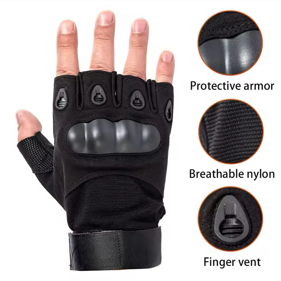 Guantes tácticos de medio dedo para hombre, guantes militares para exteriores, senderismo, motocicleta, deportes de ciclismo, guantes de tiro y caza