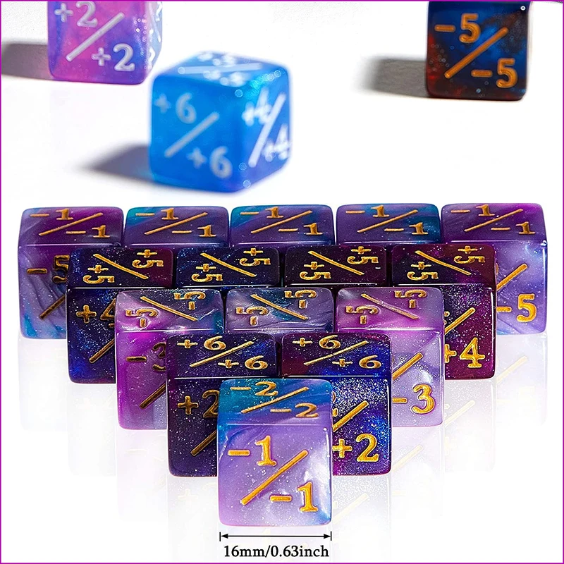 10 Stück D6-Würfel, 6 Seitenzähler + 1/-1 quadratischer digitaler 16-mm-Würfel für Kinder, lustiges Tischbrett, Gaming, Mathematikunterricht, Arithmetikspielzeug