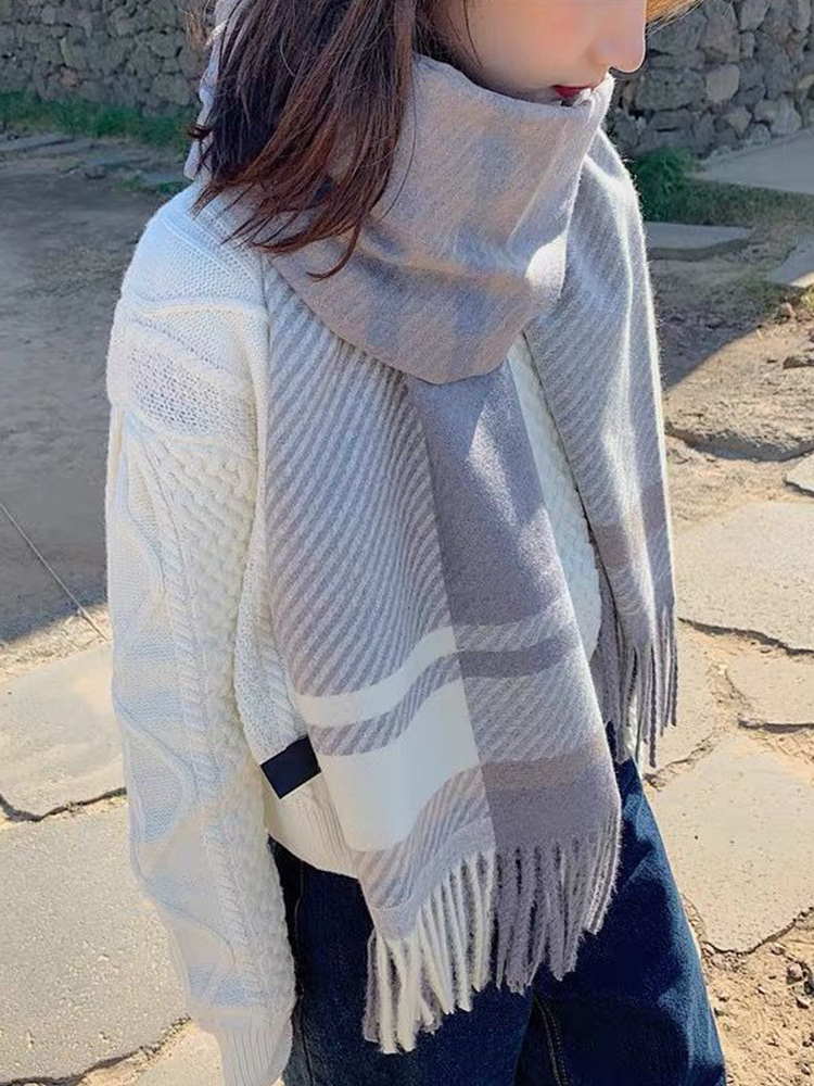 Mới Miễn Phí Vận Chuyển Nữ Khăn Choàng Thu Đông 2022 Cách Học Kẻ Sọc Scarve Khăn Choàng Pashmina Mujer Femme Foulard Bufanda Khăn Choàng Unisex Nam