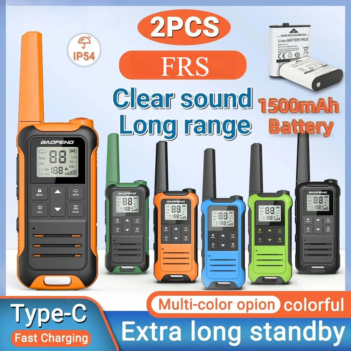 2 pçs f22 mini walkie talkie pmr frs longo alcance recarregável portátil crianças rádio em dois sentidos tipo-c carregador para acampamento viagem
