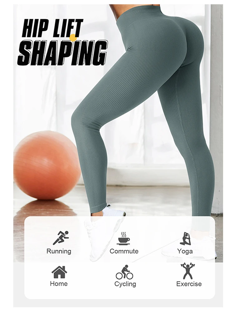 Tossy Ribbed Yoga Leggings Sportowe rajstopy damskie Bezszwowe dzianinowe spodnie do jogi Białe legginsy gimnastyczne Femme Skinny Workout Fitness Push Up