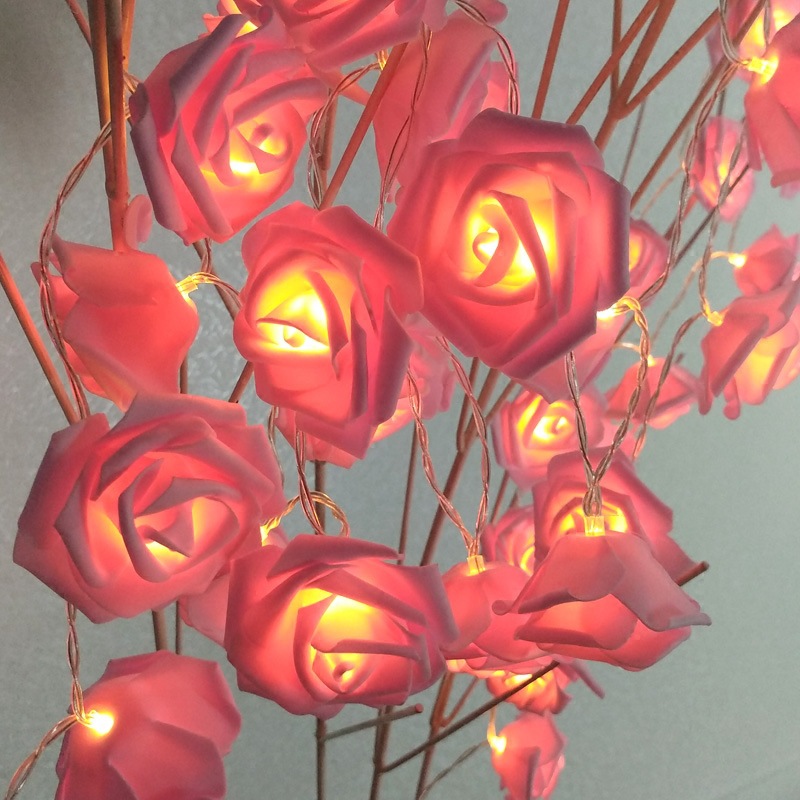 Guirnalda de luces rosas de 1,5/3m, guirnalda de flores con pilas, luces de hadas, decoración para fiesta de boda y San Valentín, luces de Navidad