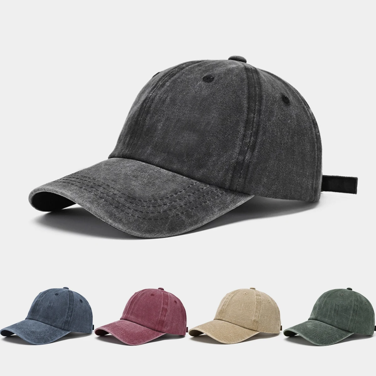 Gorra de béisbol con revestimiento lavado para hombre, gorra de cúpula Simple, versión coreana, Color sólido, sombrero para el sol deportivo