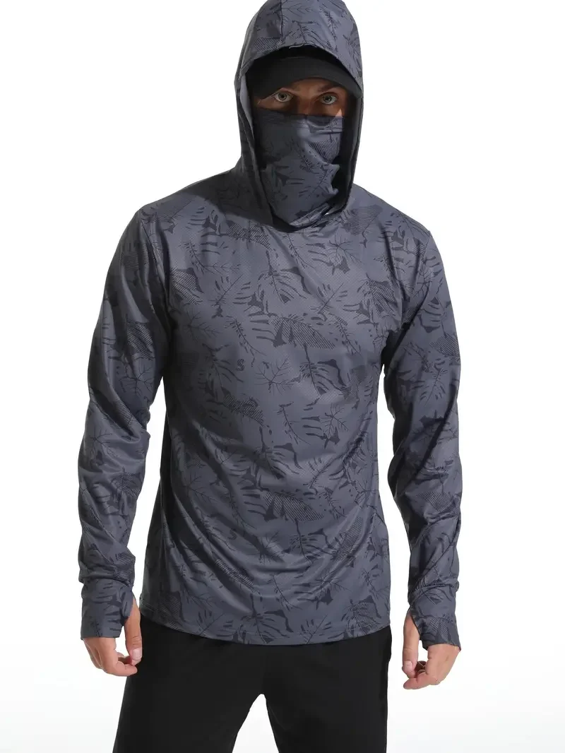Camisa de pesca con capucha para hombre, ropa de pesca, máscara de verano al aire libre, Sudadera con capucha, protección solar UV, Jersey de rendimiento