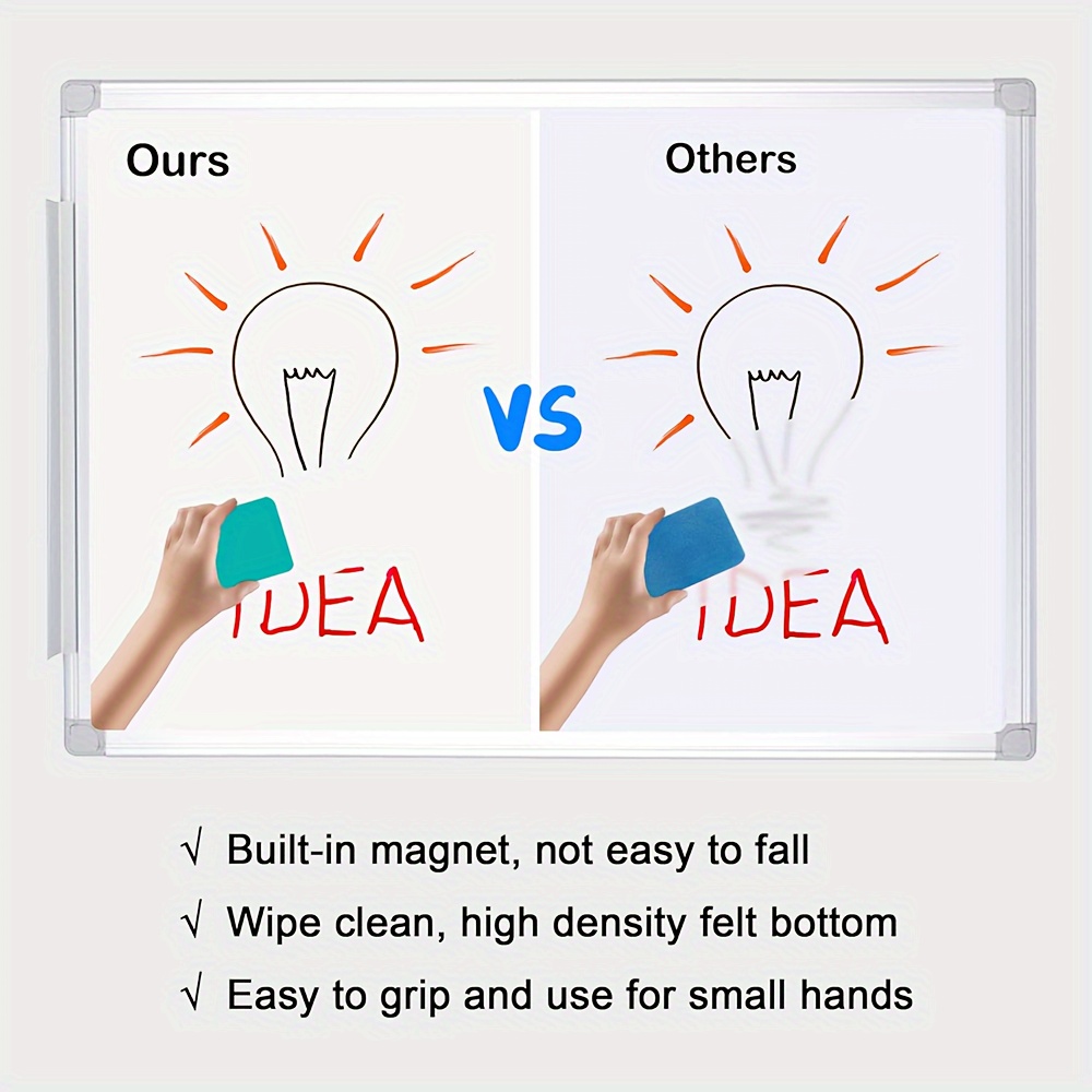 Bunte Whiteboard-Trockengummis – 4 lebendige Farben, Schwammgummi-Radiergummis für den Einsatz im Klassenzimmer, zu Hause und im Büro, Schulbedarf