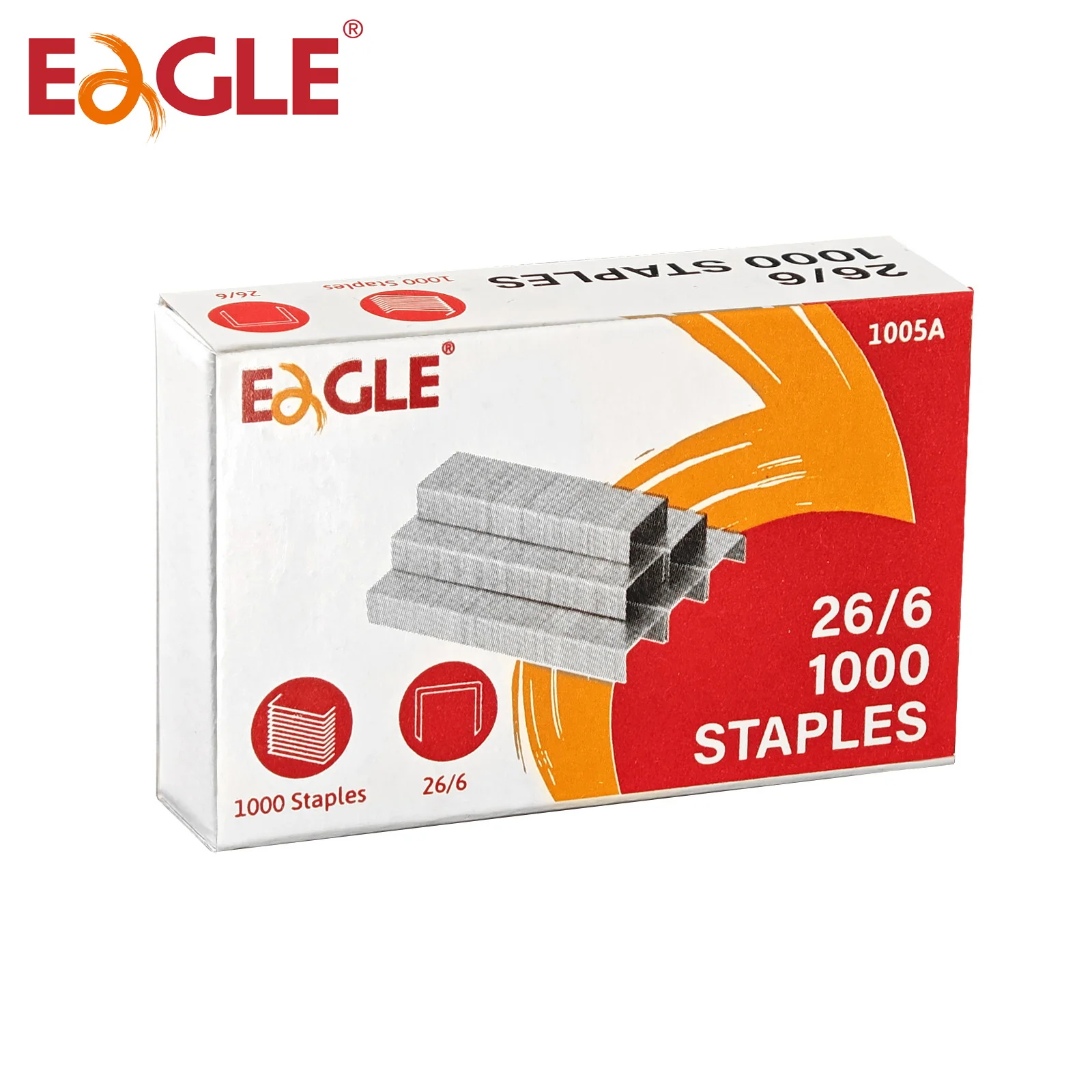Eagle No.26/6 Staples，1/4”leg，3-Box Bulk Pack，3000 Pieces Total, 1000 Pcs per Box, Office and School Binding Accessories