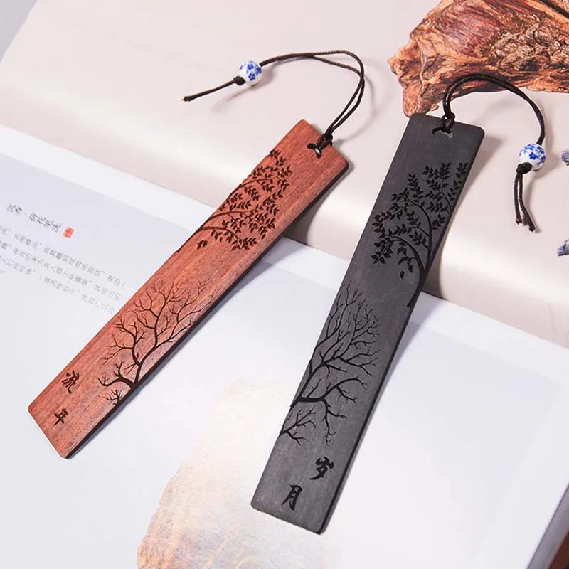 สไตล์จีนไม้บุ๊คมาร์ค Retro แกะสลัก Mahogany Book Mark สํานักงานนักเรียนเขียนอุปกรณ์โรงเรียนเครื่องเขียนเด็กอุปกรณ์เสริม