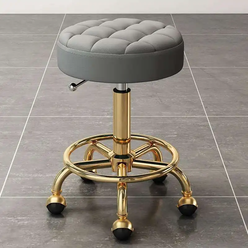 Poltrone da parrucchiere per salone di barbiere sedia da trucco di bellezza dorata mobili sgabello da scrivania per ufficio con ruote sgabelli rotondi di sollevamento girevoli