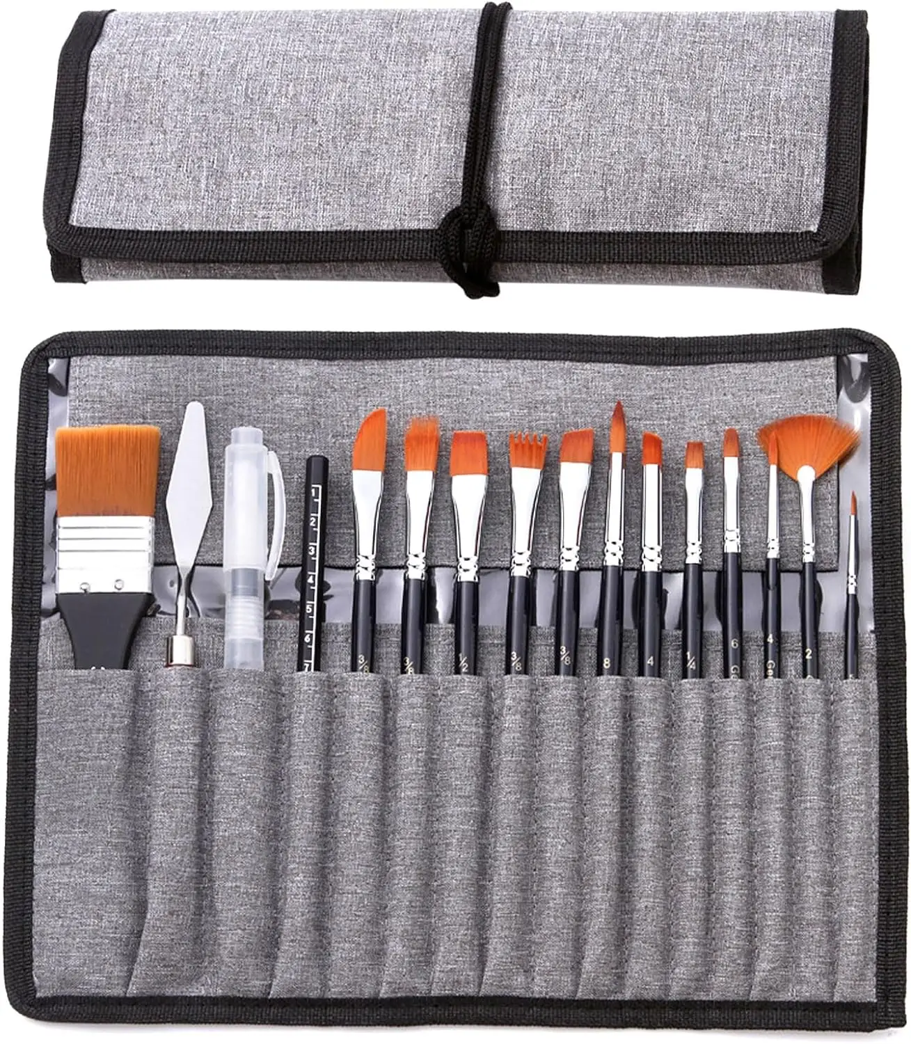 18 Pcs Professional Watercolor Paint Brushes for Artists Different Sizes with Flat Round Pointed Soft Nylon Hair Brushes