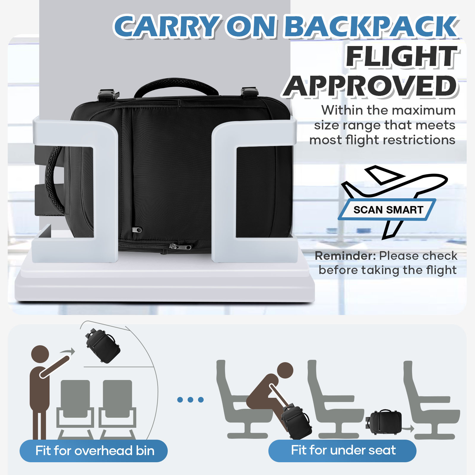 남성용 15.6인치 노트북 가방 캐빈 비행기 여행 배낭 40x30x20, 수하물 캐빈 배낭 Wizzair 40x30x20, 대학 배낭