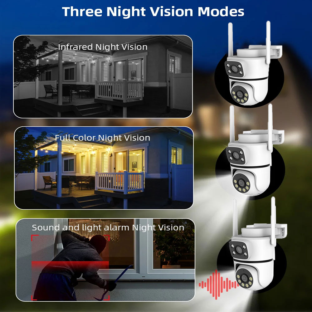 10MP Tuya Wifi PTZ Camera 4K Dual Lens Dual Screen Security Camera IR Human Detection Outdoor Wireless Surveillance 10X Zoom Cam