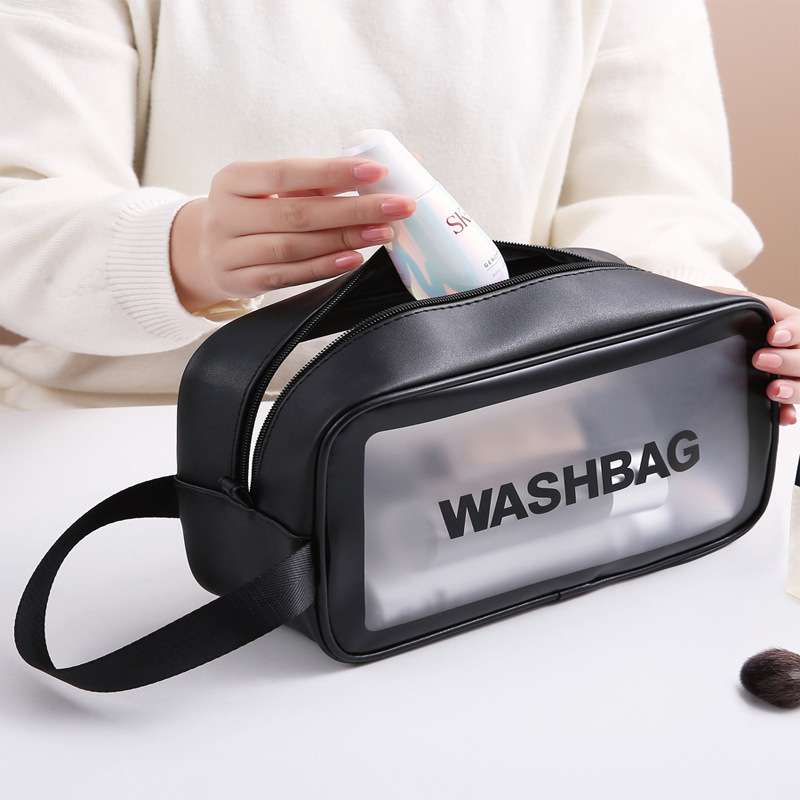 Bolsa impermeable portátil para cosméticos, bolsos de almacenamiento de maquillaje a prueba de polvo de gran capacidad, bolsas de viaje transparentes de moda de PVC
