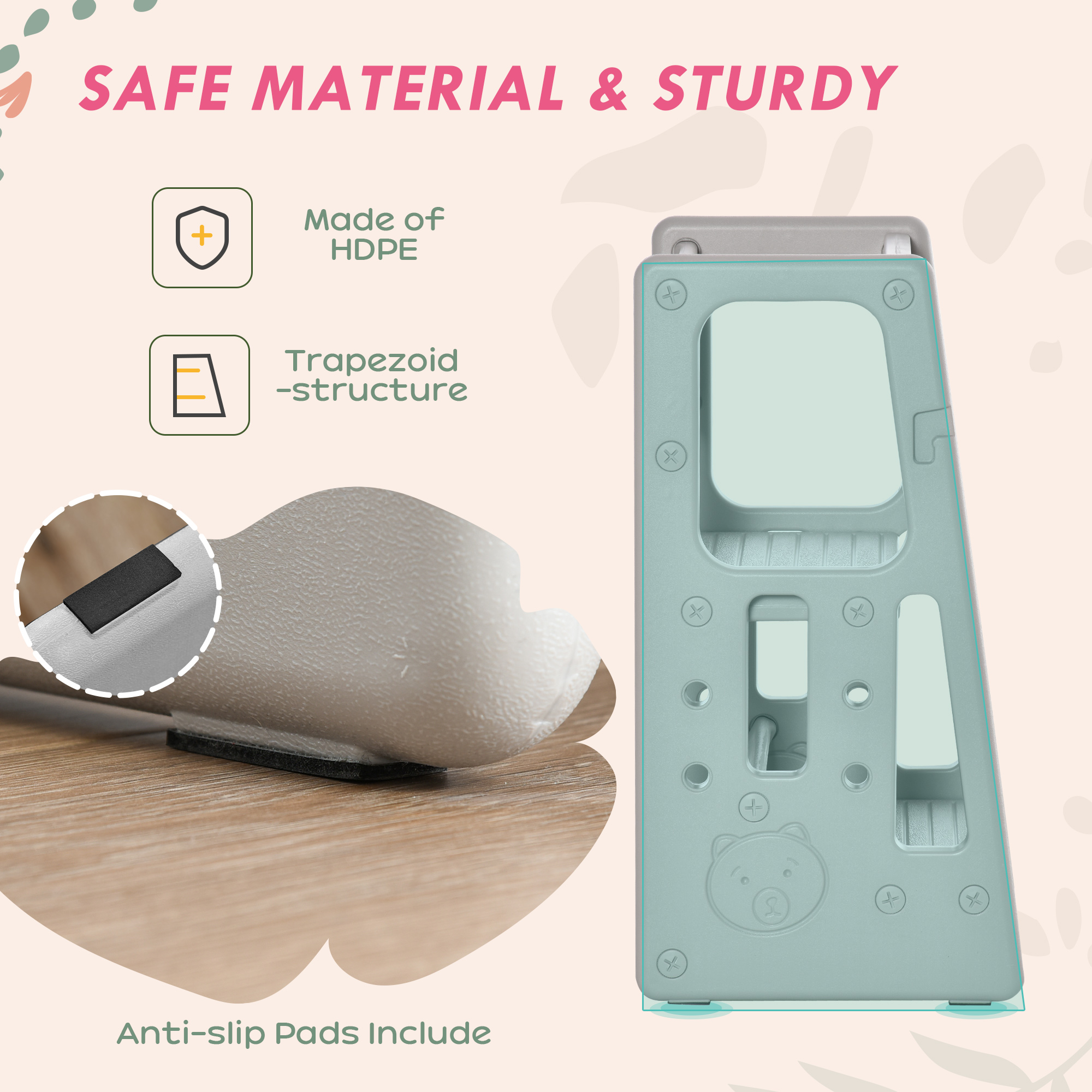 HOMCOM Kids Step Stool, Adjustable Standing Platform, Toddler Kitchen Stool