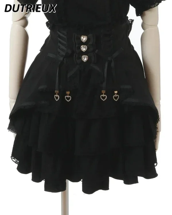 ญี่ปุ่นสูงเอว SLIM-Fit น่ารักหวาน Lolita กระโปรงผู้หญิง Multi-Layer ลูกไม้กระโปรงเค้กฤดูร้อนใหม่จีบกระโปรง