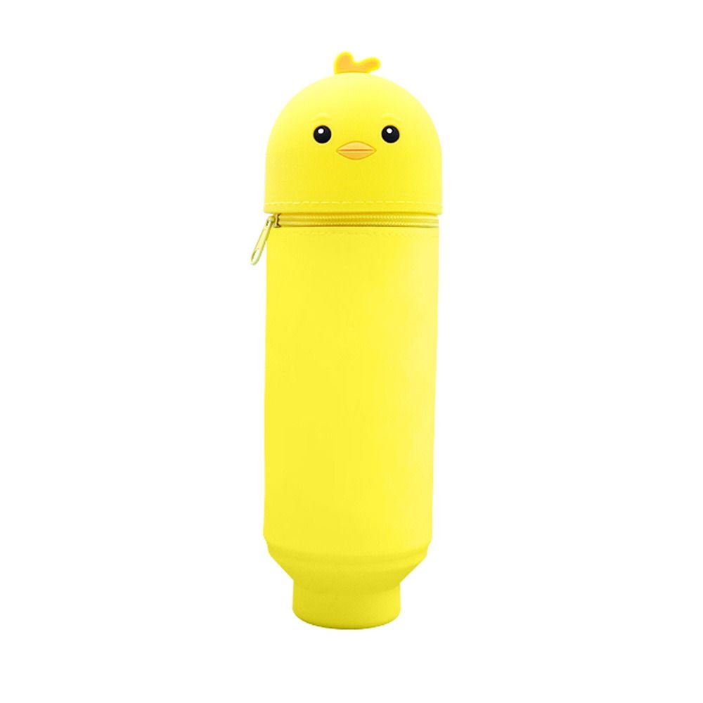 1pc Cute Foldable Pencil Case Silicone Dirt Resistant Pen Container Broken-resistant Rabbit Shark Pen Box for Students