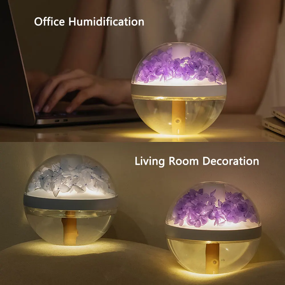 เครื่องทำความชื้นรูปดอกไม้, เครื่องชาร์จแบตเตอรี่ USB 2ช่องของขวัญความคิดสร้างสรรค์ที่บ้านขนาดเล็กเทศกาลดอกไม้ประดิษฐ์