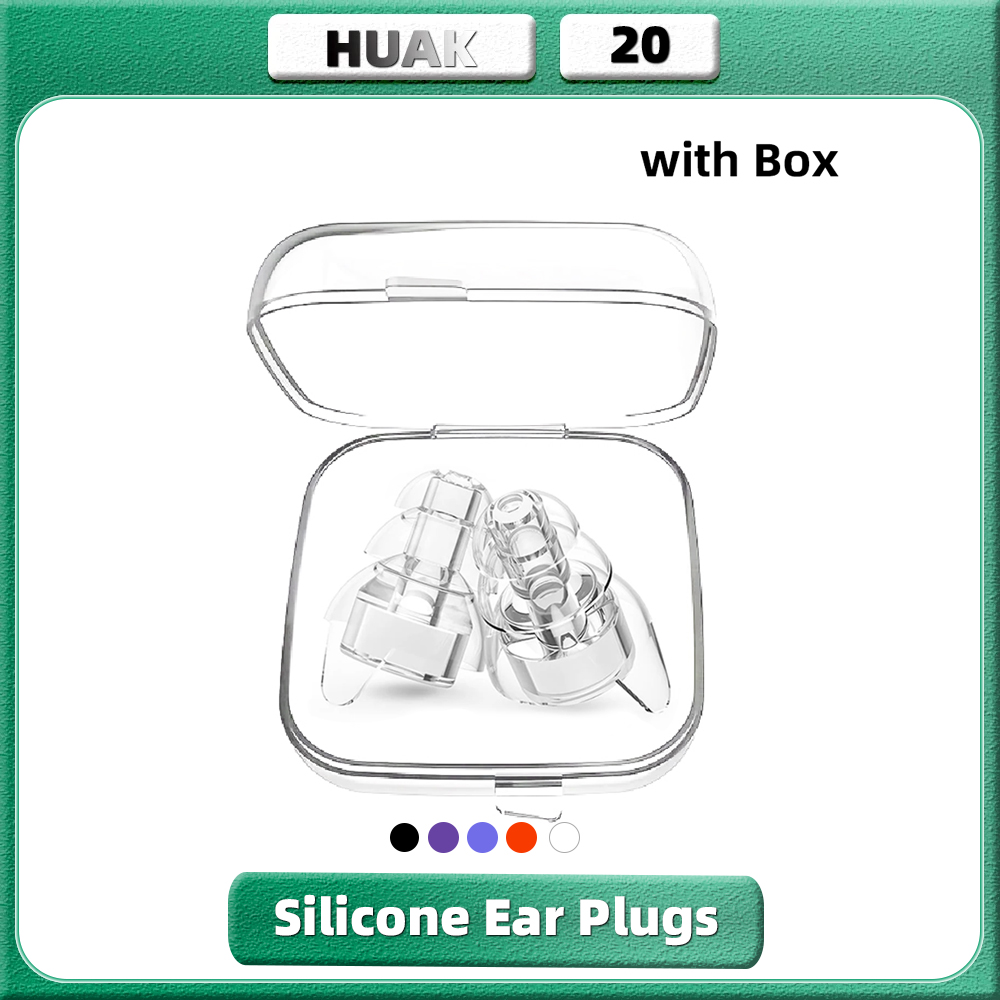 Tapones para los oídos de silicona de alta fidelidad HUAK, tapones para los oídos reutilizables con reducción de ruido y protección auditiva con estuche para conciertos y músicos