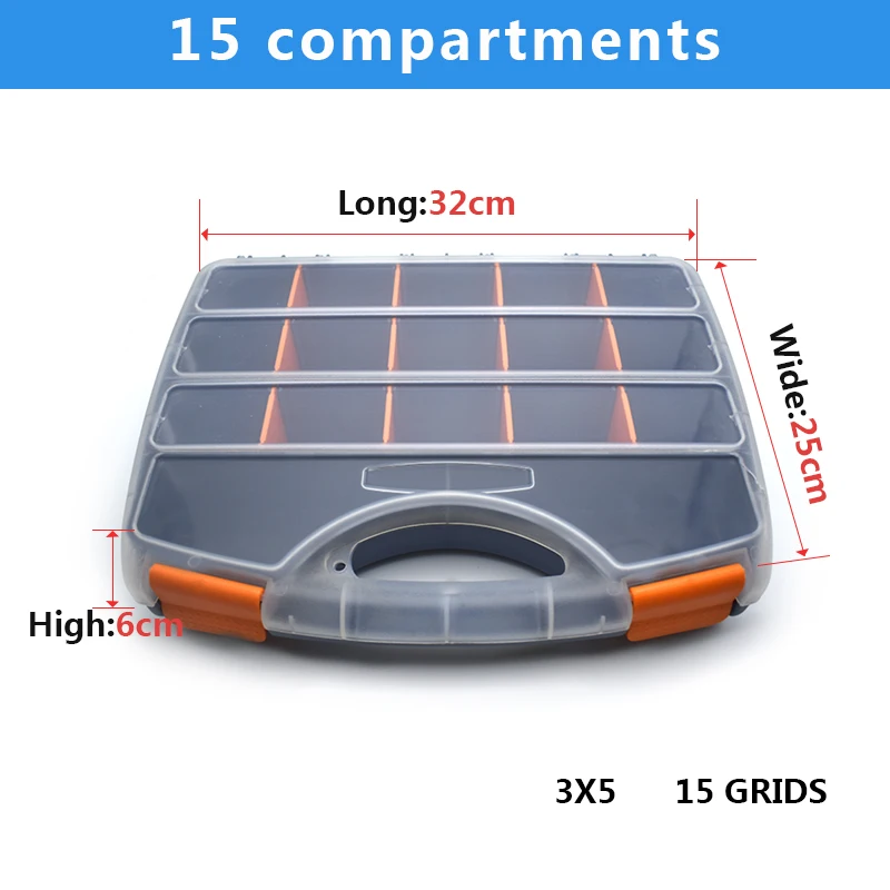 Tool Box Organizers And Storage Plastic Container Compartment Adjustable Detachable Chest Case For Tool Hardware Fastaner Screw