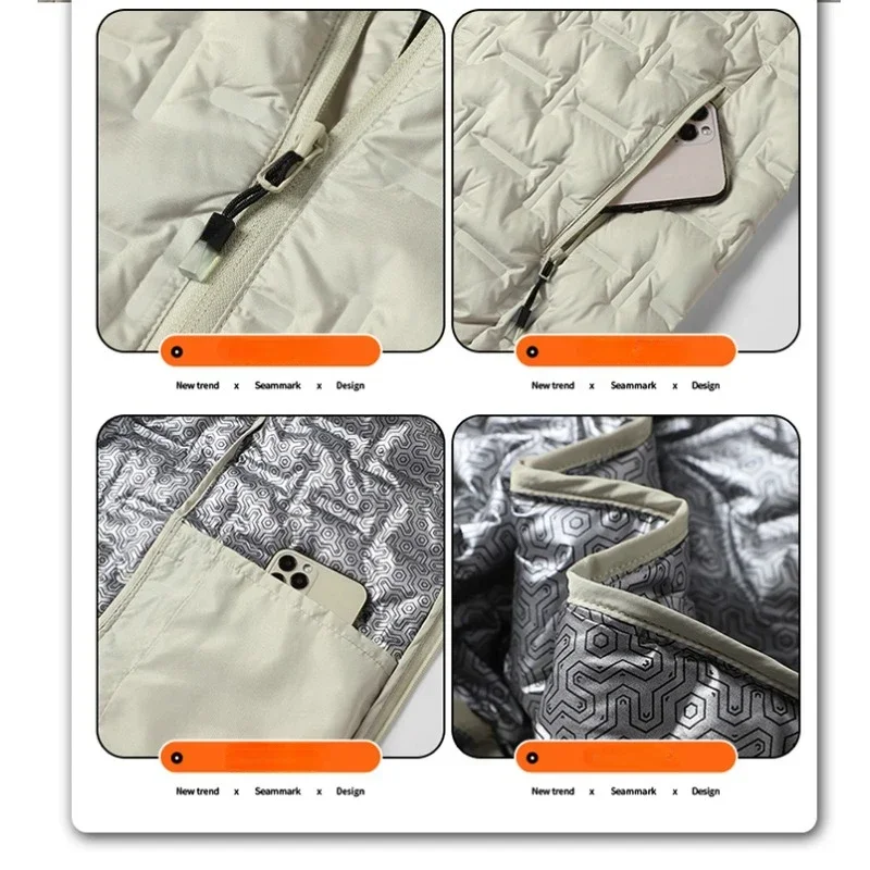 Winter Wit Donsjack Heren Grafeen Zelfopwarming Winddicht Geplooide Pufferjassen Met Capuchon Casual Warme Donsjassen Mannelijke Kleding