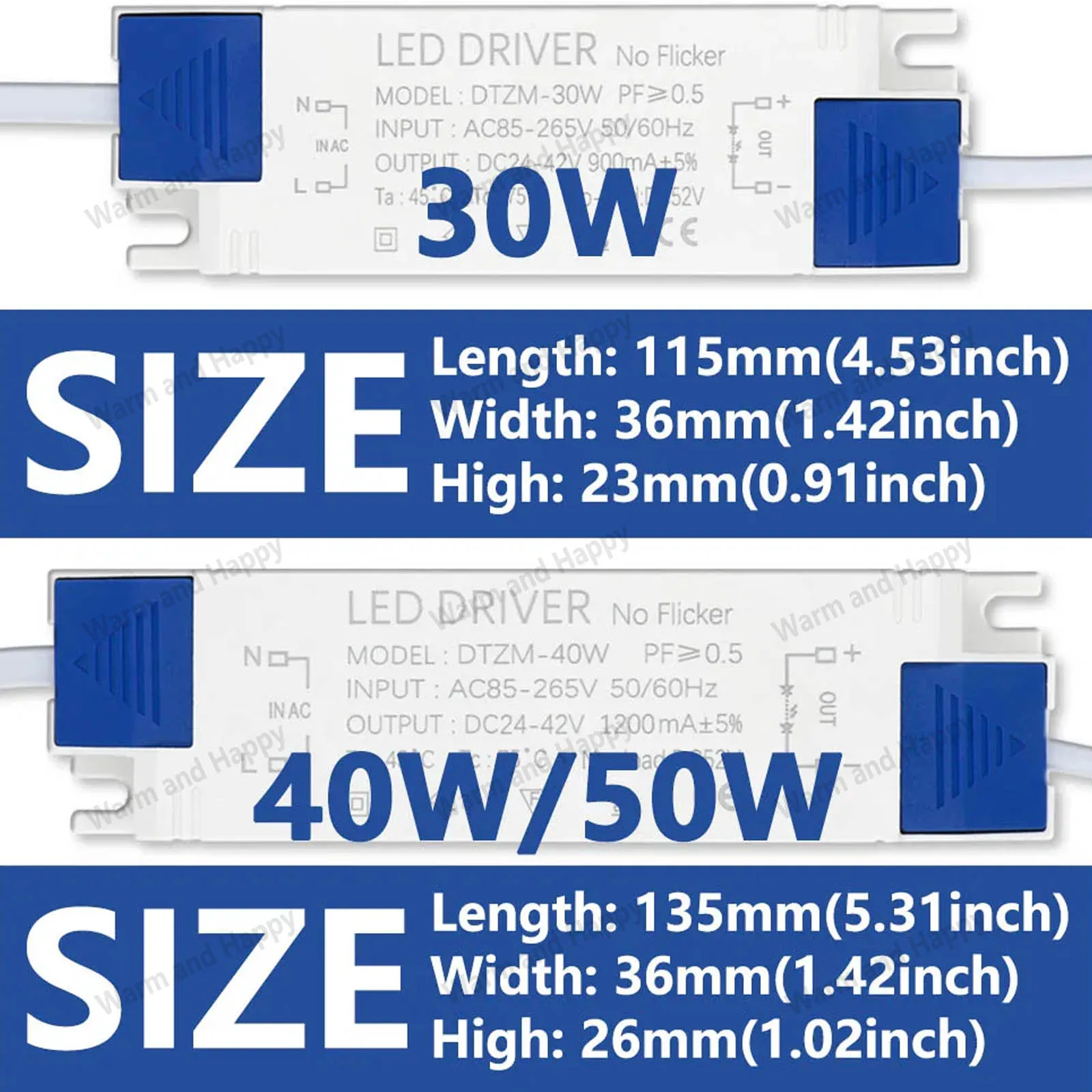 Cấp Nguồn Đèn LED Adapter 10W 20W 30W 40W 50W Chiếu Sáng Biến Hình DC24-42V AC85-265V Panel dùng Cho Đèn Led Driver Không Nhấp Nháy