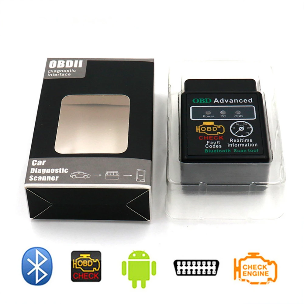 Scanner Bluetooth V1.5 Mini Elm327 OBD2, outil de Diagnostic de voiture, lecteur de Code pour Android Windows Symbian anglais