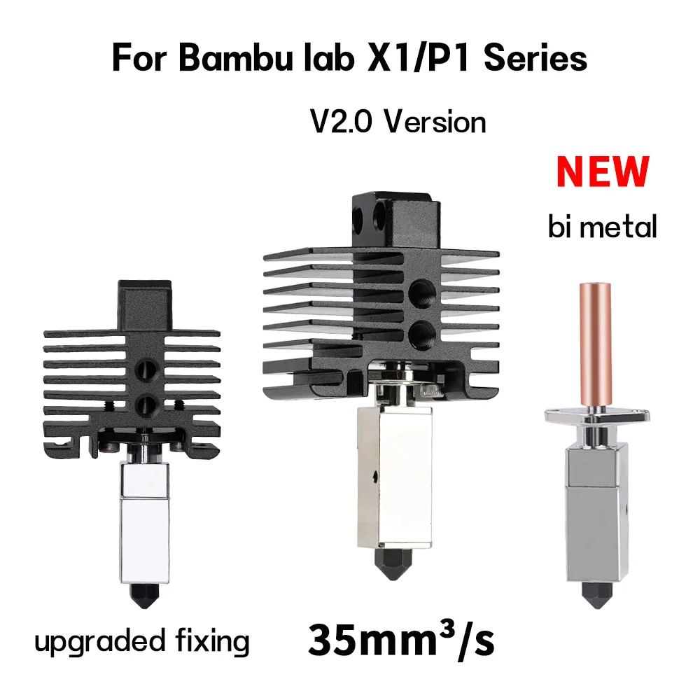 Для Bambu Lab Hotend Upgrade 2,0 версия сопла bambulab Bi Metal Fit Bamboo Bambulabs X1 X1C P1P P1S hotend P1P Термистор