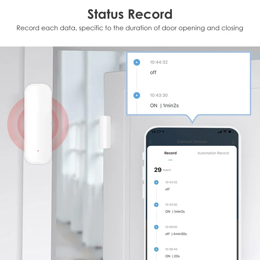 Tuya Smart Life Wi-Fi датчик двери и окна, детектор сигнализации открытия и закрытия двери, дистанционное управление от Alexa Google Home