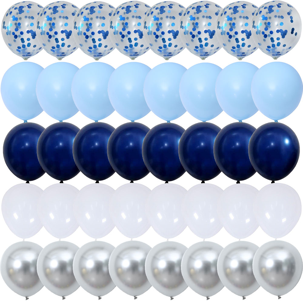 40PCS Silver Night Blue White Balloons Gender Reveal Wedding Valentine's Day Baby Shower Birthday Globos Party Decorations