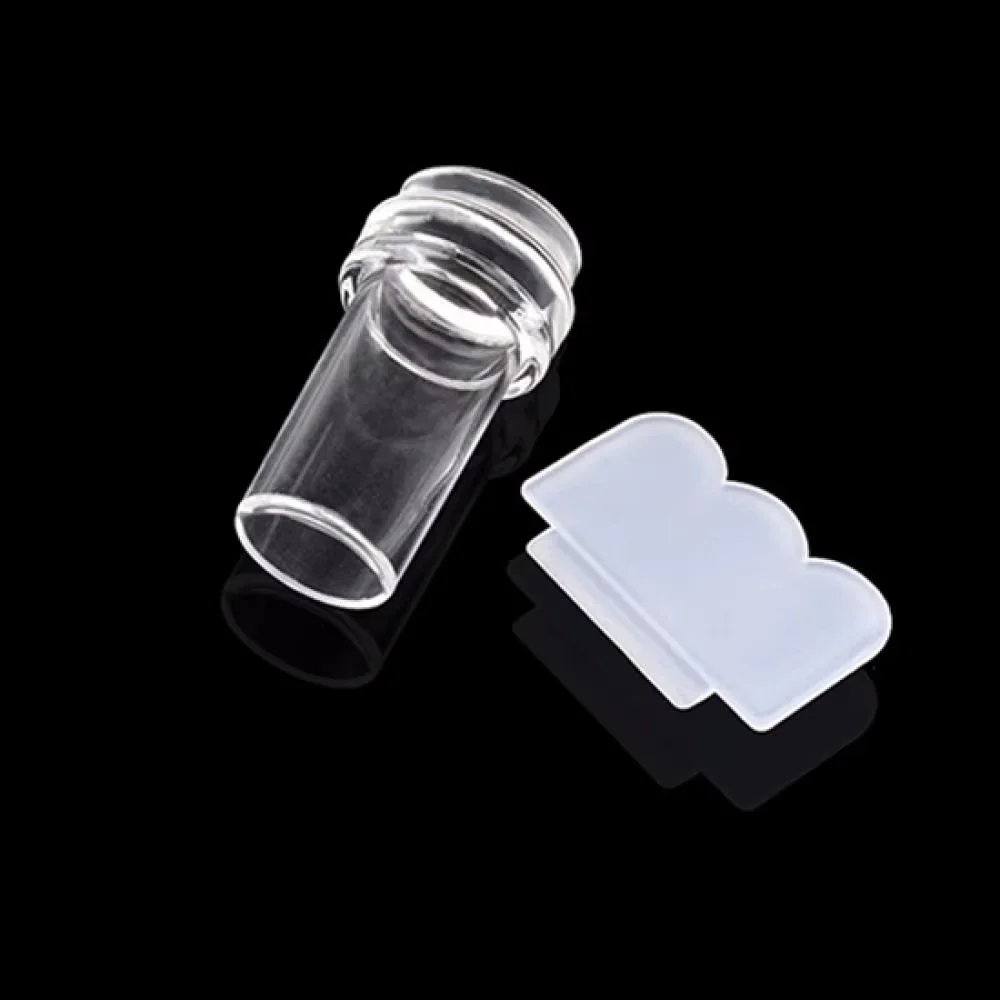 Kit d'estampage pour Nail Art en Silicone Transparent, Design français pour plaque de manucure, sceau de vernis, outil de grattoir à deux côtés, 1 pièces