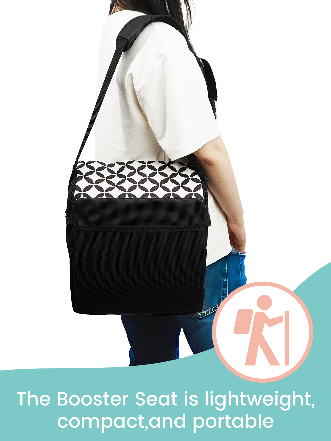 Almofada portátil dobrável para cadeira alta de bebê, assento de viagem para crianças, alças laváveis, fivela, 1 peça