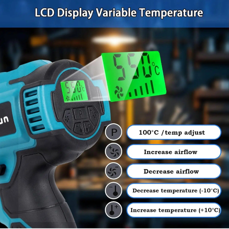 Makita 18V Cordless Handheld Hot Air Gun With LED Display Soldering Thermal Blower 550°C Temperature Control Heat Gun