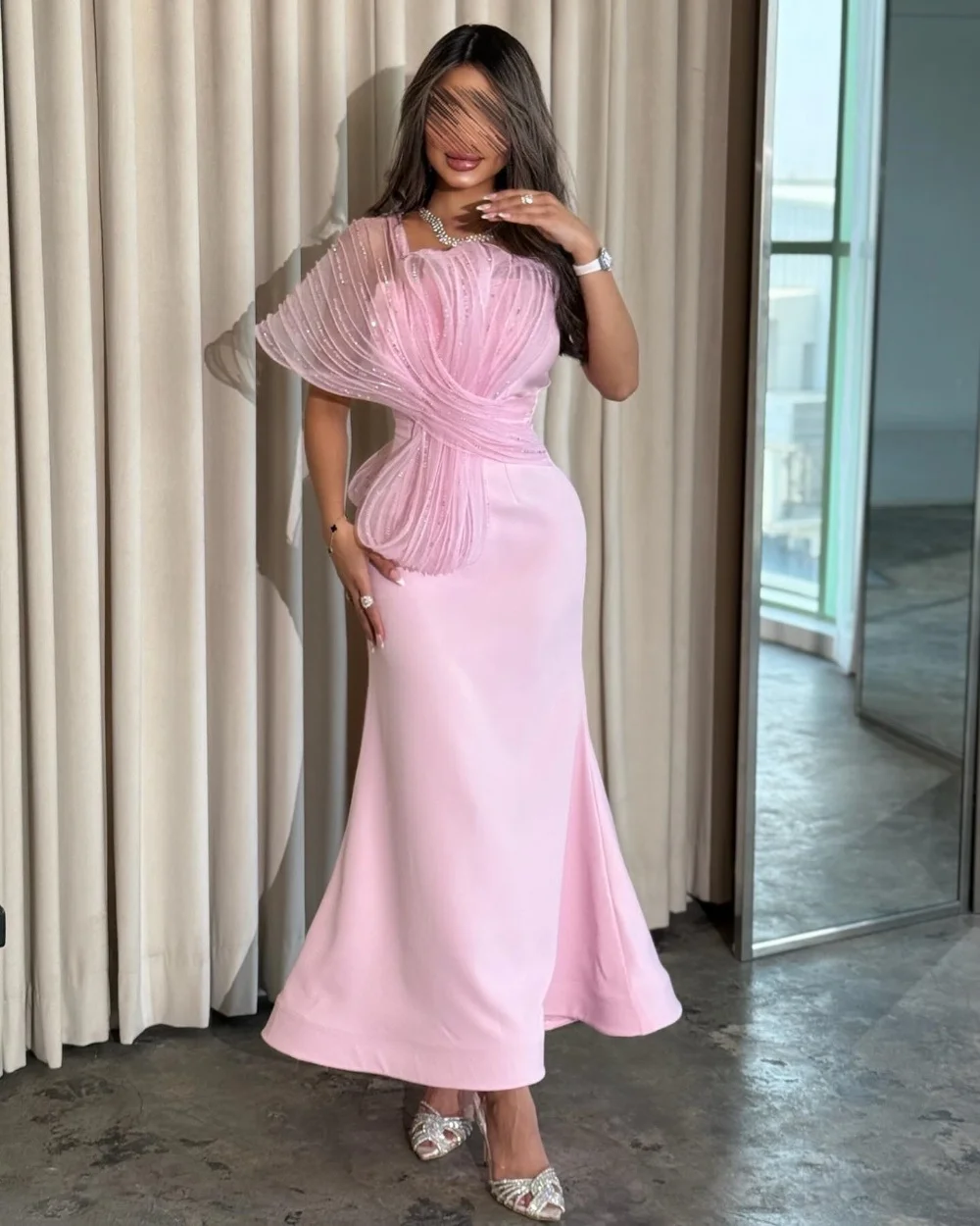 Personalizado combinando intrincado jérsei beading lantejoulas plissado ruched sereia vestidos midi de um ombro vestidos de ocasião sob medida
