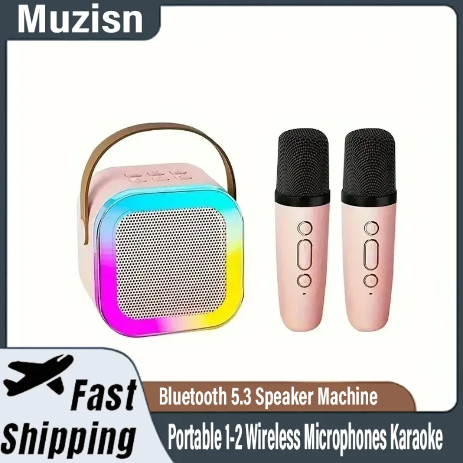 Sistema PA portatile K12 Karaoke Bluetooth 5.3 con altoparlante con 1-2 microfoni wireless Casa Famiglia Canto Regali per bambini