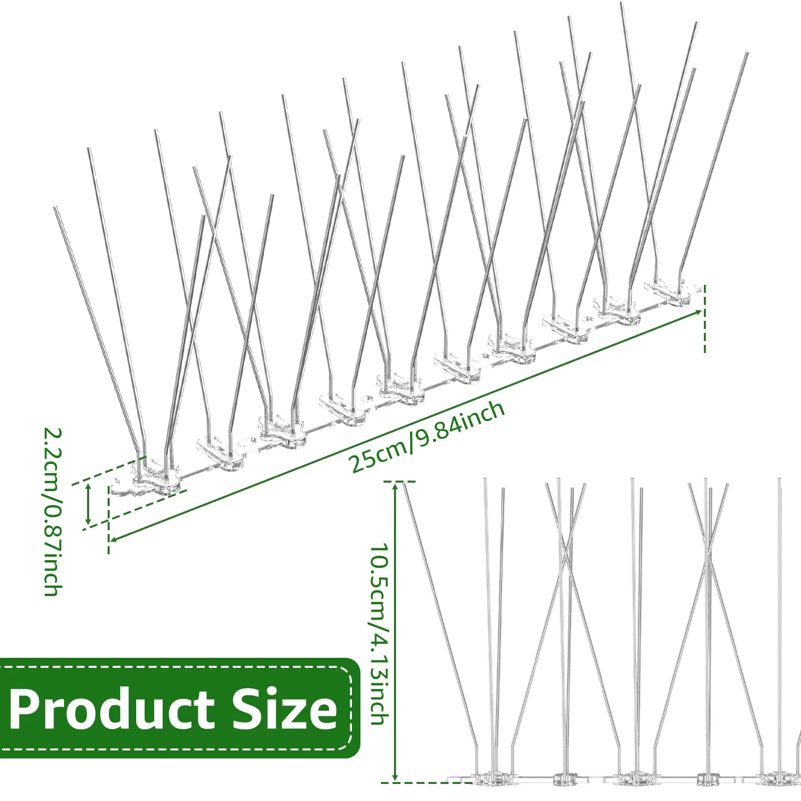 12 Stück Tauben-Spikes aus Edelstahl, Vogelvertreiber-Set, Abschreckung, Anti-Vogel, Taube, Eichhörnchen, Katzen, Abwehrmittel für Gartenzaun, Dach
